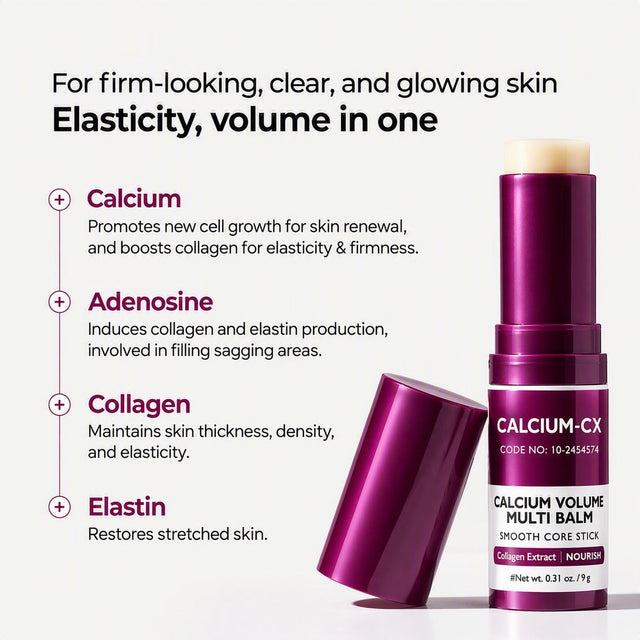 Lift Stick ingredient card with calcium, adenosine, collagen and elastin