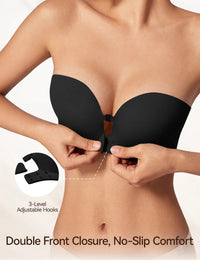 Double front closure with 3-level adjustable hooks