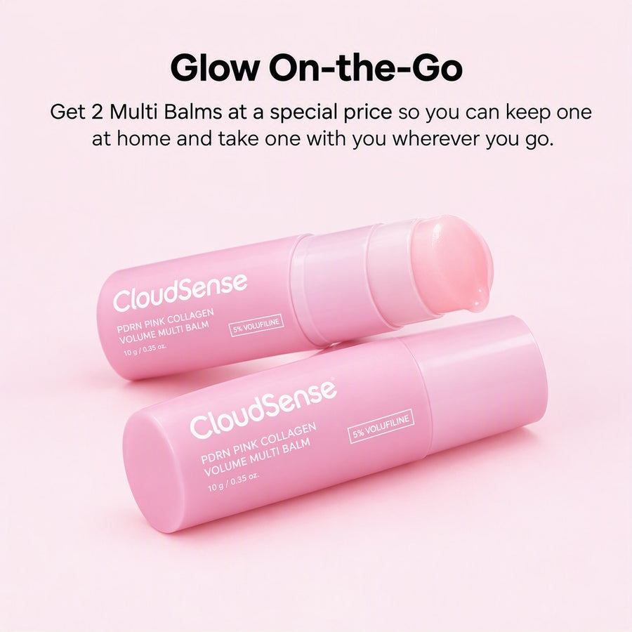 Two Pink Multi Balm sticks, one at home and one on the go