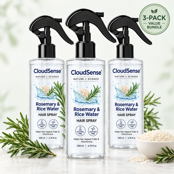 CloudSense Rosemary & Rice Water Hair Spray 90-Day Kit, 3 bottles
